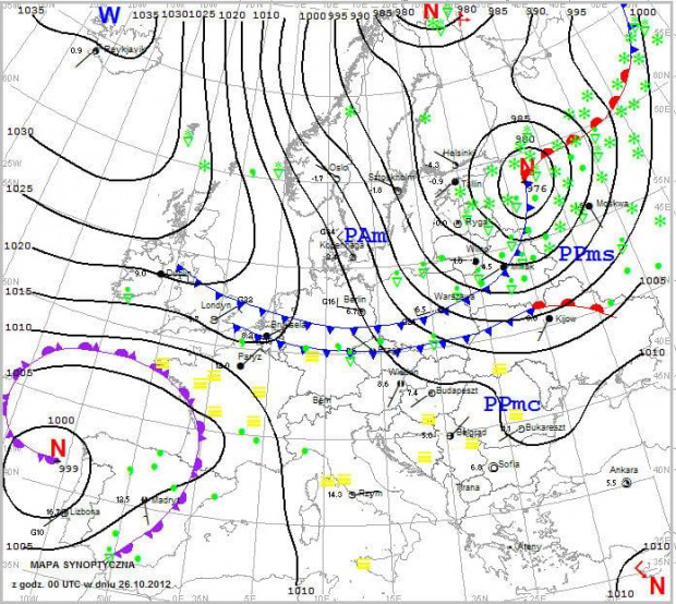 Mapa synoptyczna 26.10.2012