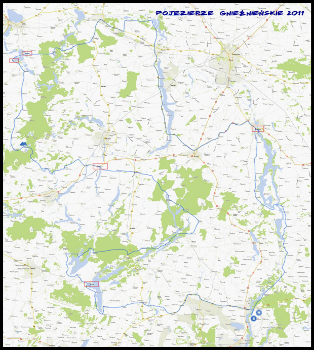 Mapa wyprawy dookoła Jezior Gnieźnieńskich 2011 #rower