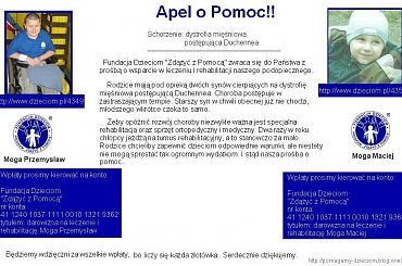 http://pomagamy.dbv.pl/ #Apel #ChoreDzieci #Chorzów #darowizna #Fiedziuszko #fundacja #MaciejMoga #OpiekaRehabilitacyjna #FundacjaDzieciomZdążyćZPomocą #PomocCharytatywna #PomocDzieciom #PomocnaDłoń #PrzemysławMoga #rehabilitacja #schorzenie